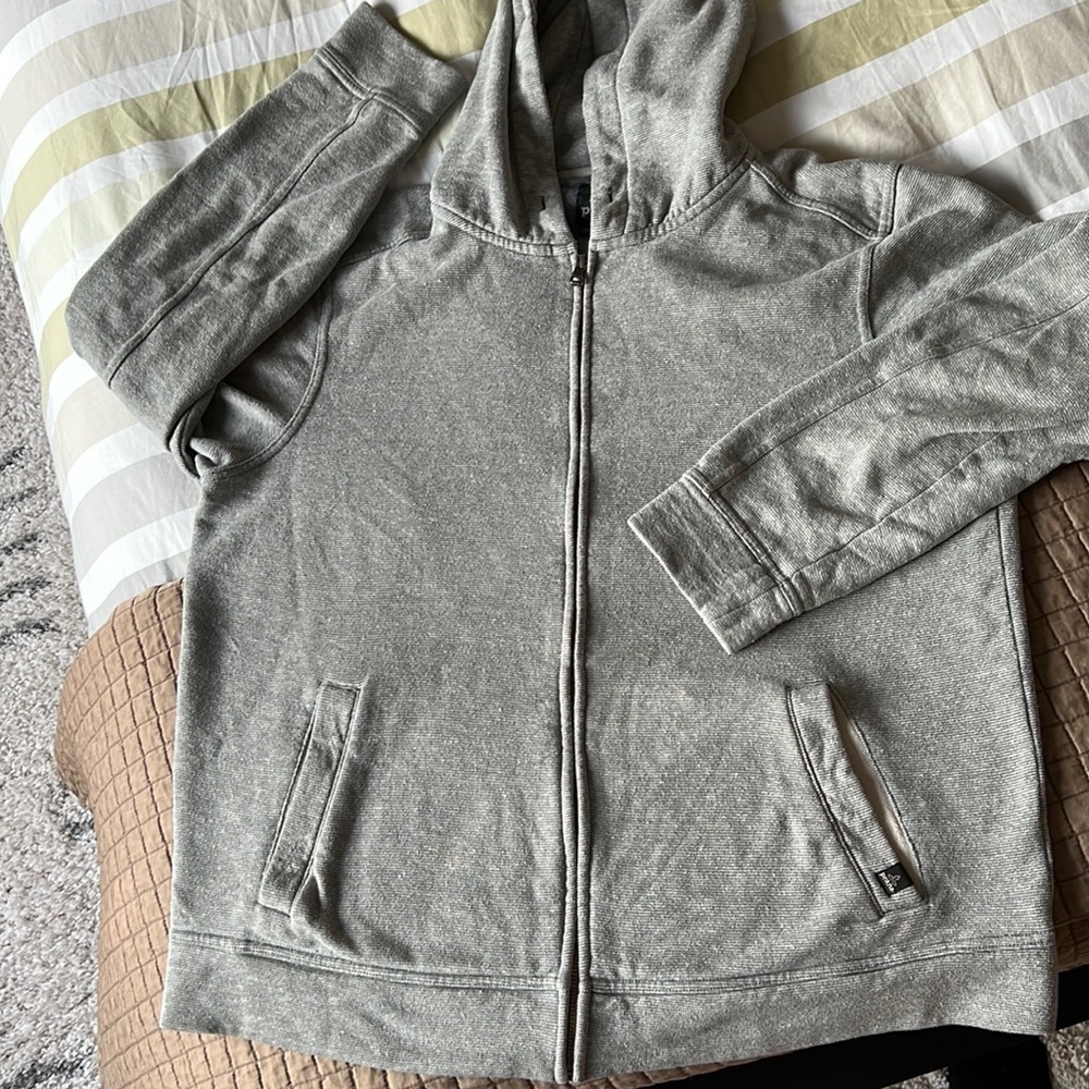 Prana grey men’s zip up sweatshirt hoodie